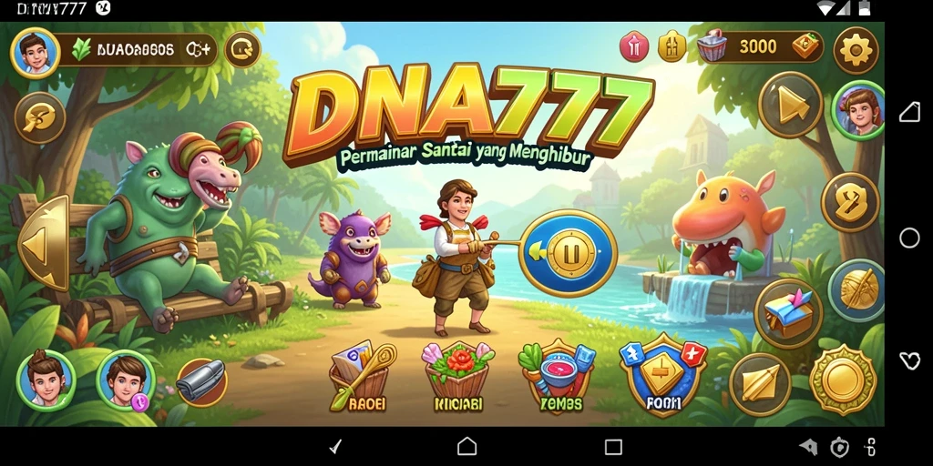 Melihat gameplay menyenangkan dari DNA777 yang penuh warna.