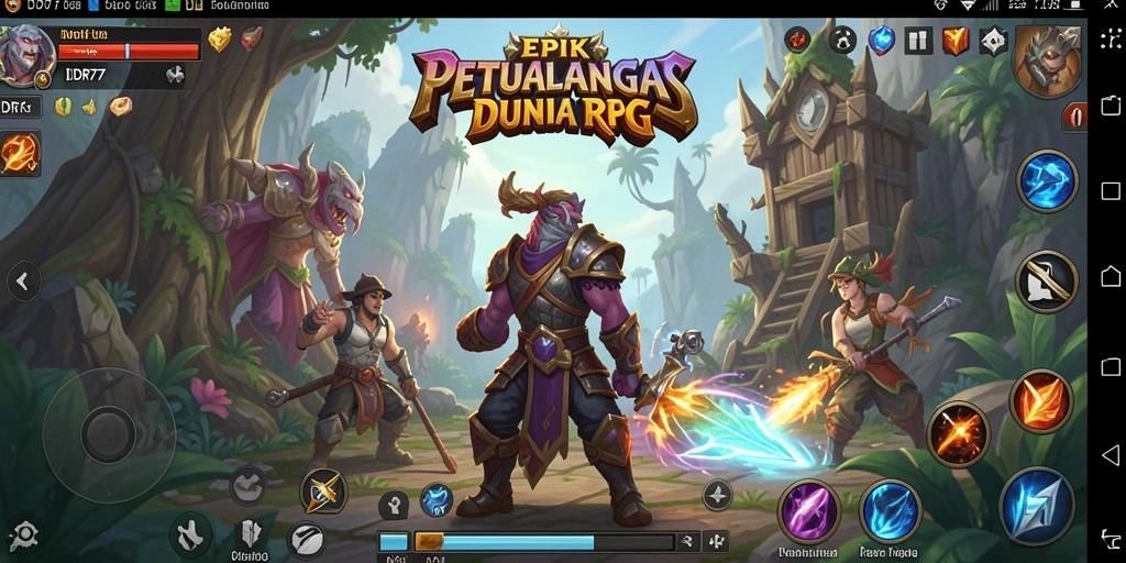 Screenshot gameplay IDR77 menampilkan aksi pertempuran RPG yang seru.