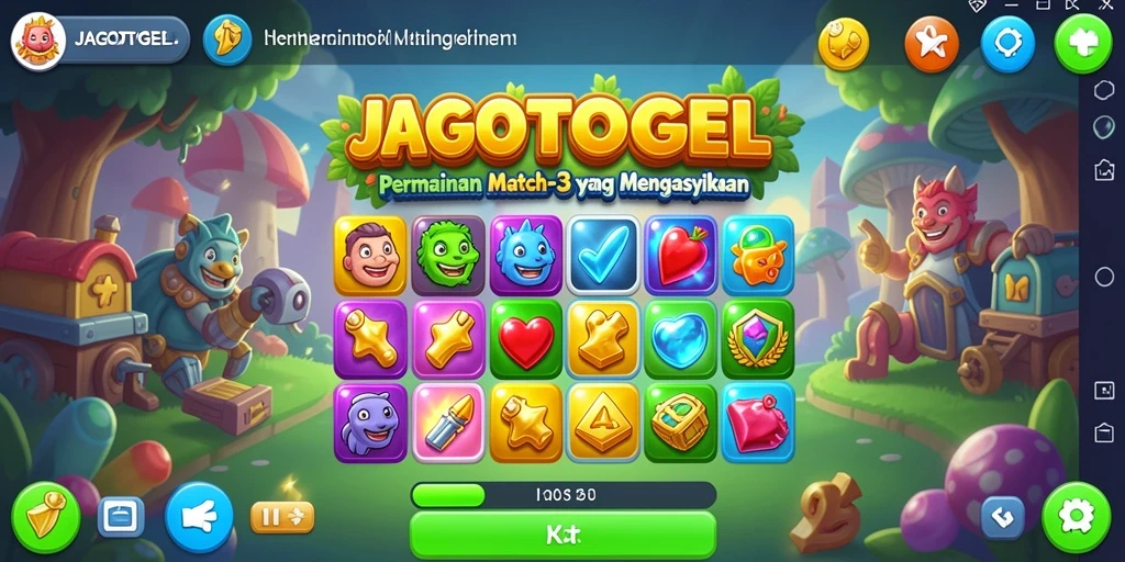 Screenshot gameplay JAGOTOGEL menampilkan momen mencocokkan simbol Match-3.