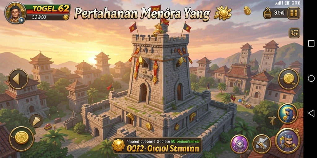 Tangkapan layar TOGEL62 menampilkan aksi menara pertahanan yang seru.