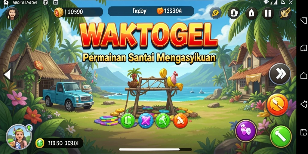 Screenshot utama gameplay WAKTOGEL yang seru dan penuh warna.